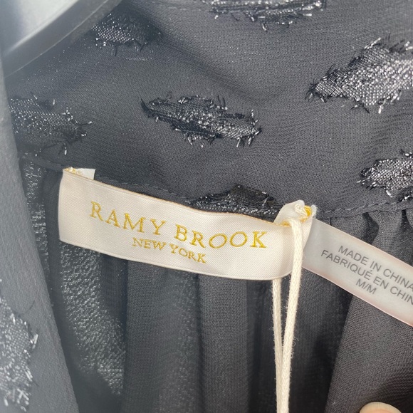 Ramy Brook NWT Sasha Clip Diamond Tie Neck Sleeveless Keyhole Lined Blouse M New - Picture 6 of 9